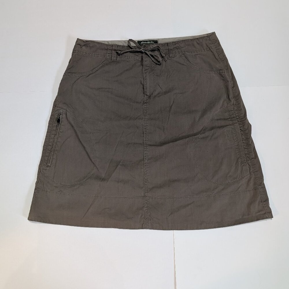 Eddie Bauer Women's Brown Cargo Hiking Skirt With Pockets Size 8